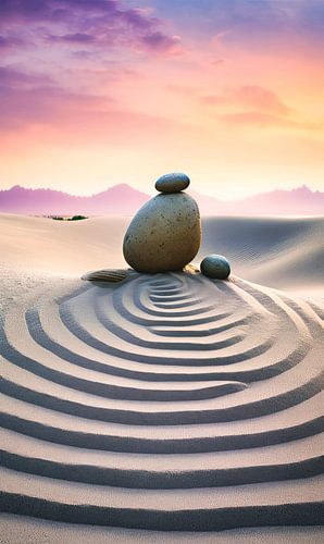 zen gardern sand and stones