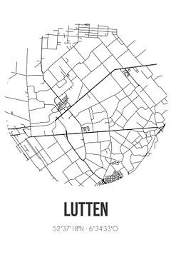 Lutten (Overijssel) | Karte | Schwarz und Weiß von Rezona