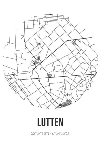 Lutten (Overijssel) | Landkaart | Zwart-wit van Stad & Wand