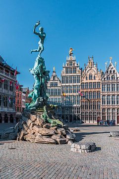 The main market in Antwerp with the Brabofountain. by Reezyard