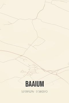 Vintage landkaart van Baaium (Fryslan) van MijnStadsPoster