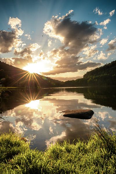 Summer landscape on the lake, beautiful shore picture, in the sunset by Fotos by Jan Wehnert