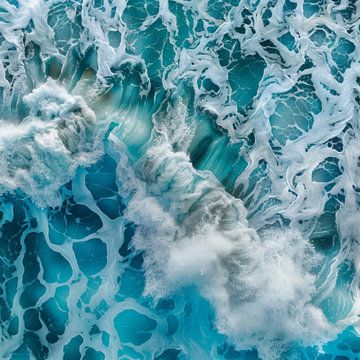 Oceaangolven in beweging - inspirerende natuurlijke kunst voor je kantoor van Poster Art Shop