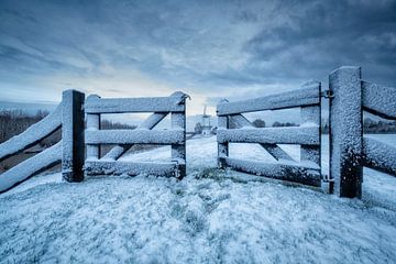 Molen de Vlinder in sneeuwlandschap van Moetwil en van Dijk - Fotografie