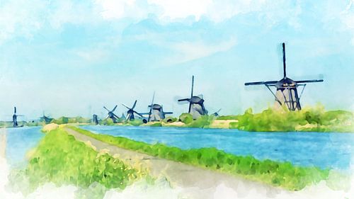 De Molens van Kinderdijk, Zuid-Holland, Nederland