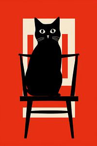 Black cat in the chair by haroulita