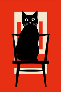 Zwarte kat in de stoel van haroulita