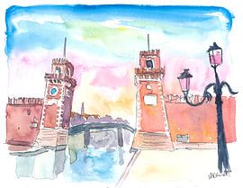 La porte de l'Arsenal de Venise sous un soleil radieux