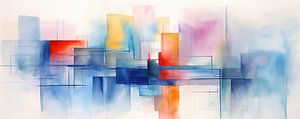 Blauw van Abstract Schilderij