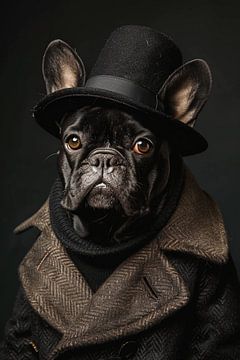 Franse Bulldog met hoed van haroulita