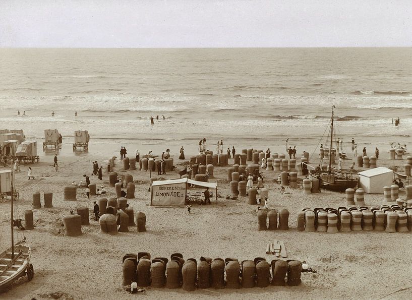 Strand in Zandvoort mit Limonadenzelt, Knackstedt & Näther, 1900 - 1905 von Het Archief