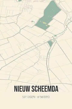 Vintage landkaart van Nieuw Scheemda (Groningen) van Rezona