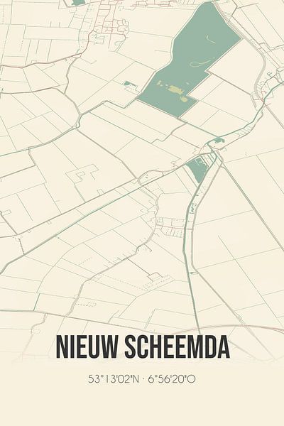 Vintage map of Nieuw Scheemda (Groningen) by Prints of Place