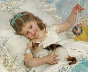 Émile Munier. Kleines Mädchen mit Katze