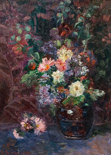 Emilie Mediz-Pelikan, Bloemen in een donkere vaas, 1889