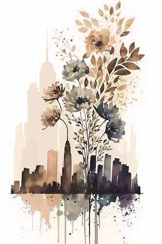 New York aquarel