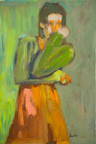 Jonge vrouw bedroefd