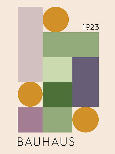Bauhaus in groen, paars en goud