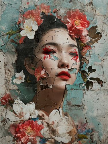 Interwoven Realities - torn - woman