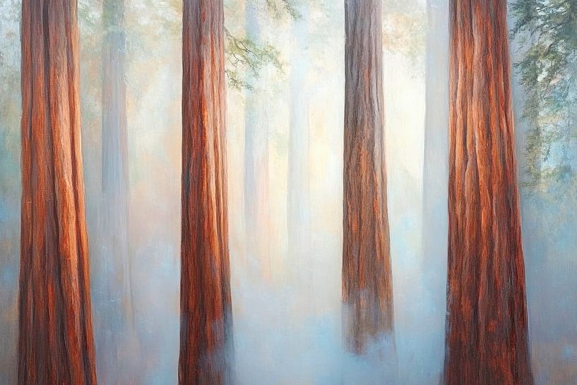 Nebelsicht im Wald – Geheimnisvolle Bäume von Poster Art Shop