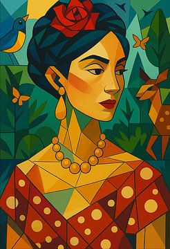 Beautiful woman in nature illustration. by Gallery Hoppenbrouwers