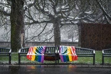 Park Valkenberg (Breda) with rainbow bench by Chihong
