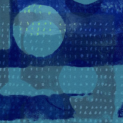 Modern abstract in blauw met geel patroon II