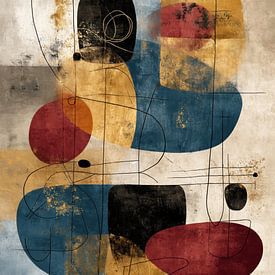 Abstraktes Gemälde - Blauer Ocker Kraftvoll Geometrisch von Joriali Abstrakte Kunst