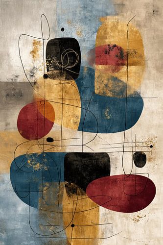 Abstract Painting - Blue Ochre Powerful Geometric