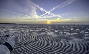 Zonsondergang Harlingen tijdens eb