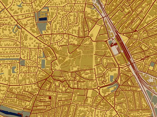 Carte du centre de Hilversum en style aquarelle
