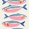 Sardines colorées dans un style moderne et ludique sur But First Framing
