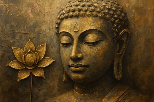Bronzen Boeddha met lotus