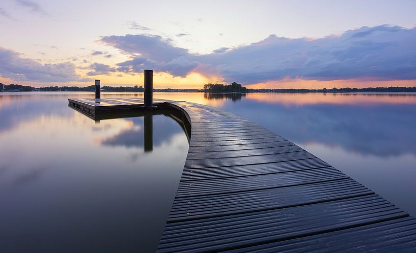 Sunset Jetty at Beach Pavilion Paterswoldsemeer - Groningen (Netherlands by Marcel Kerdijk