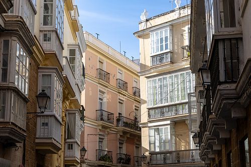 A street scene of a historic Mediterranean city, Atlantic Ocean. Cádiz, Andalusia, Spain.