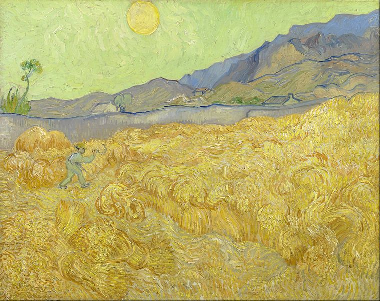 Korenveld met een maaier, Vincent van Gogh - 1889 van Het Archief