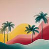 Palmbäume und ein farbenfrohes Bergpanorama von TheXclusive Art