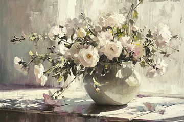 Modern flower painting | Silent Elegance by Blikvanger Schilderijen