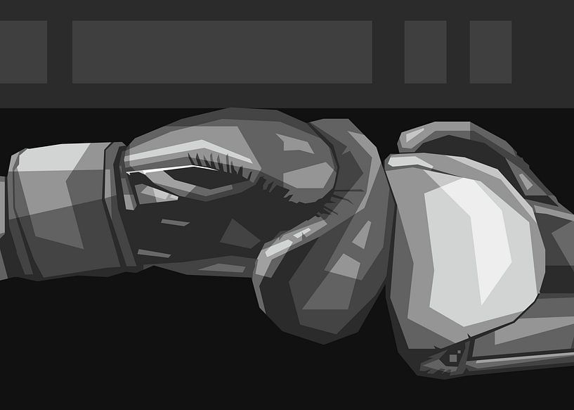 Graue Doppel-Boxhandschuhe Popart von Rizky Dwi Aprianda