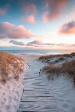 Strandpad zonsondergang van Poster Art Shop