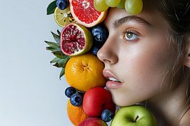 Porträt Frau mit Obst