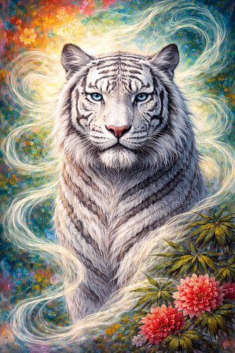 Witte tijger schilderij.