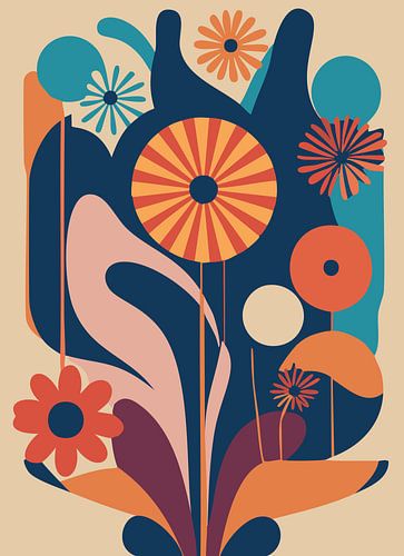 Retro minimalistische bloemen 70's vibe