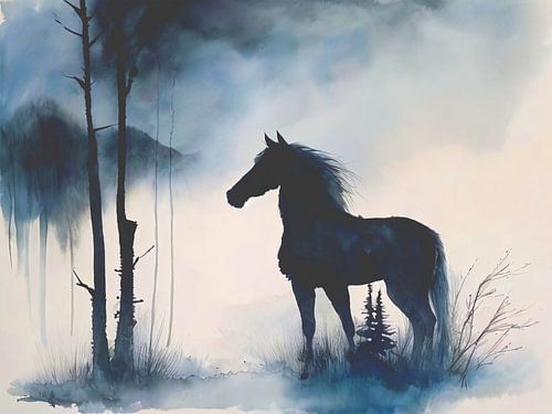 Horse Alone In Forest
