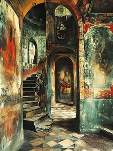 Lost Place Keller Treppe Wandmalereien  Herrenhaus edel verfallen