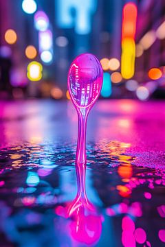 Lepel in neon stadslicht van Art & Soul Creations