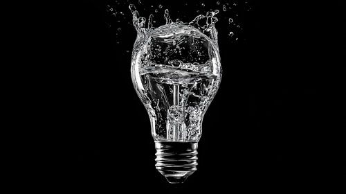 Water in een gloeilamp zwart-wit artistiek panorama