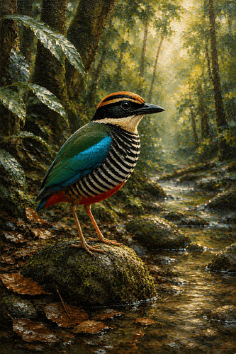 Javanische Streifenpitta – Waldjuwel