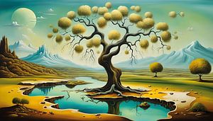 Paysage printanier surréaliste style Dali