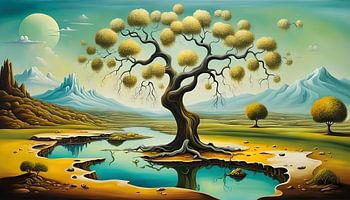 Surrealistic spring landscape Dali Style